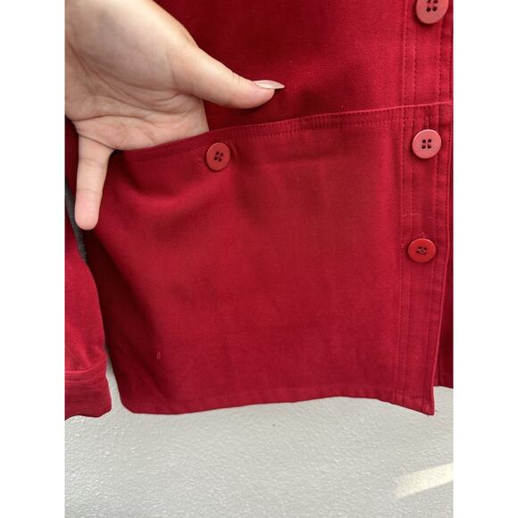 Womens Appleseeds Top Size Large Red Long Sleeve Button Up - Picture 7 of 16